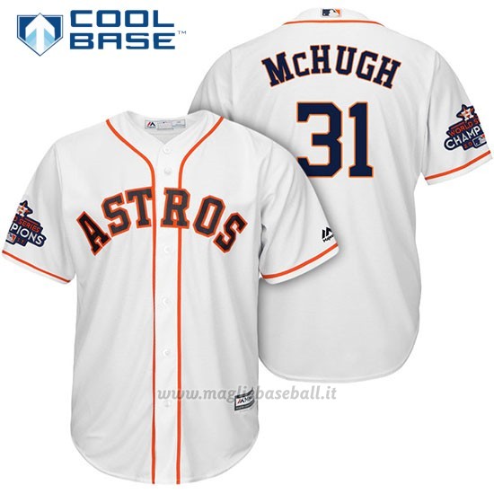 Maglia Baseball Uomo Houston Astros 2017 World Series Campione Collin Mchugh Bianco Cool Base